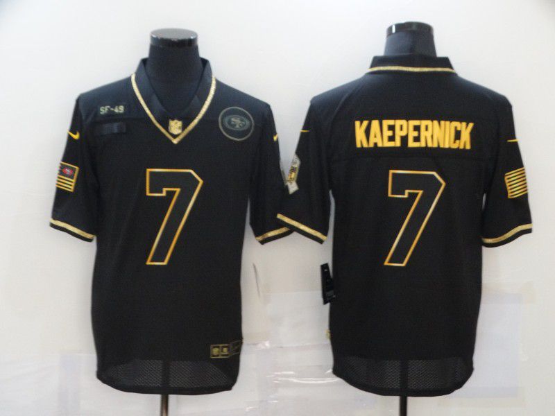 Men San Francisco 49ers #7 Kaepernick Black Retro Gold Lettering 2020 Nike NFL Jersey